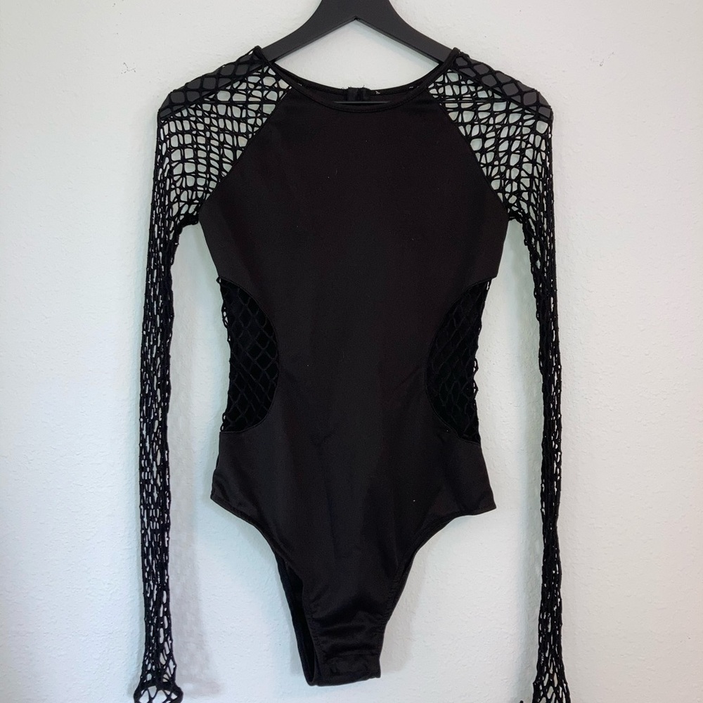 Festival Rave Fishnet Bodysuit Black Sexy